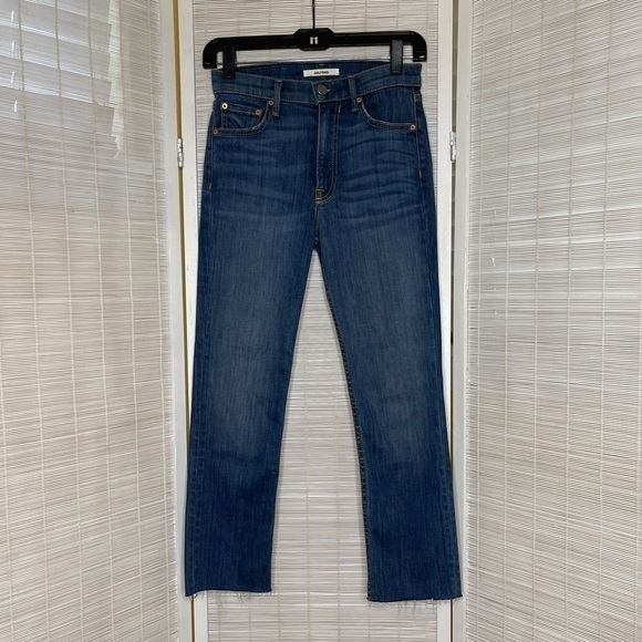 GRLFRND Denim - GRLFRND Reed Jeans Night Light Wash Raw Hem Stretch Denim Size 25